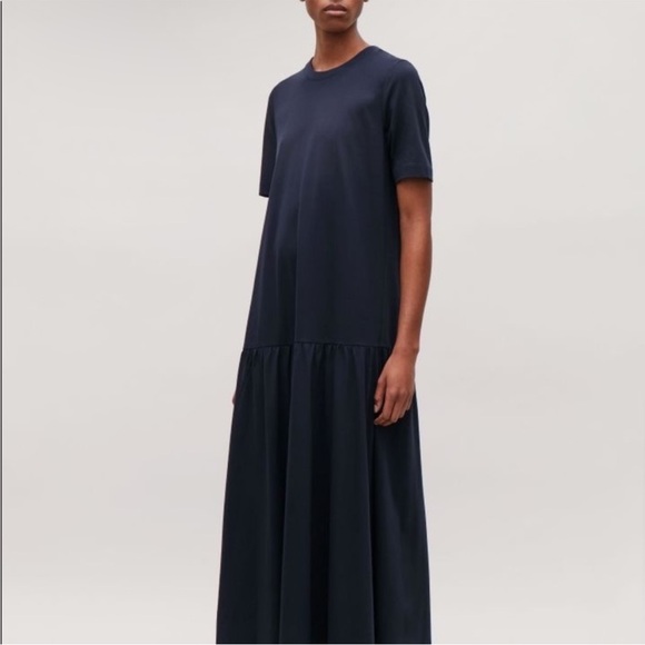 COS Navy Drop Waist Maxi T-Shirt Dress - Picture 1 of 4